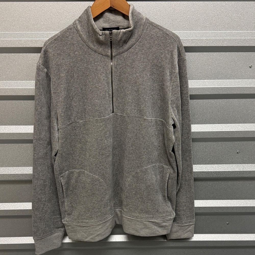 BARNEYS New York’s Men's Gray Half-Zip PULLOVER Sweater VTG Size XL comfy casual